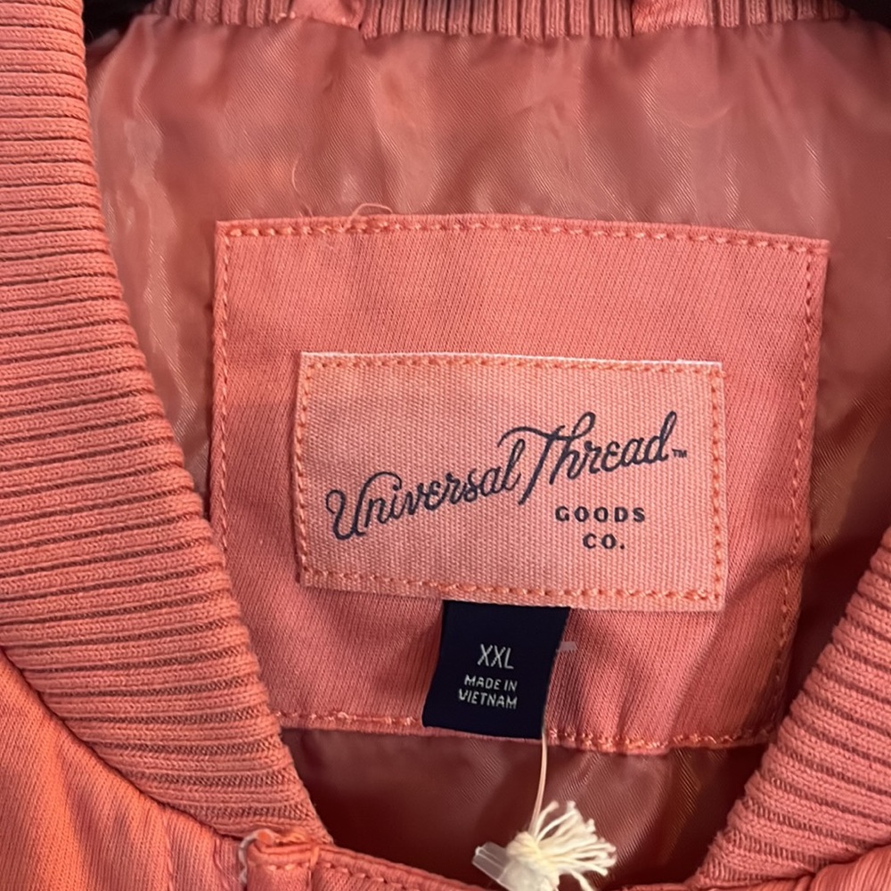 NWT-universal thread-size XXL-coral  pink, quilted, lined,bomber jacket, coat - Picture 3 of 10